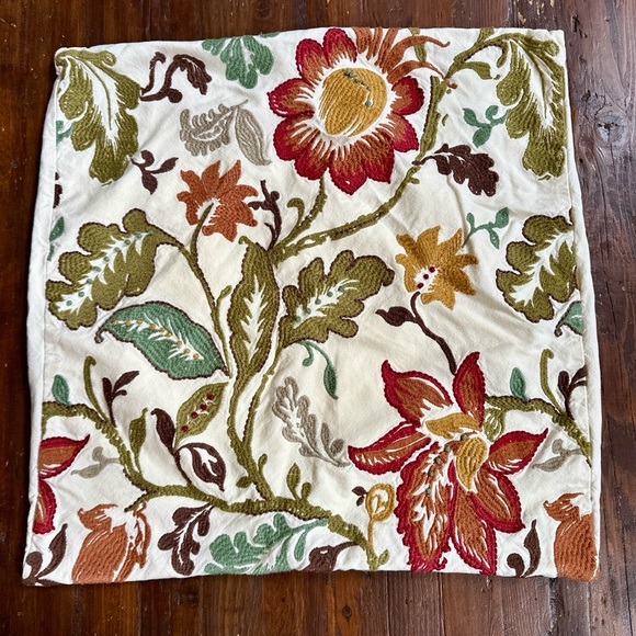 Pottery Barn Embroidered Floral Pillow Cover - 24 x 24 - fall - Picture 2 of 7